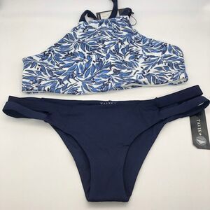 New Tavik Blue & White Leaf Print Bikini - Size L